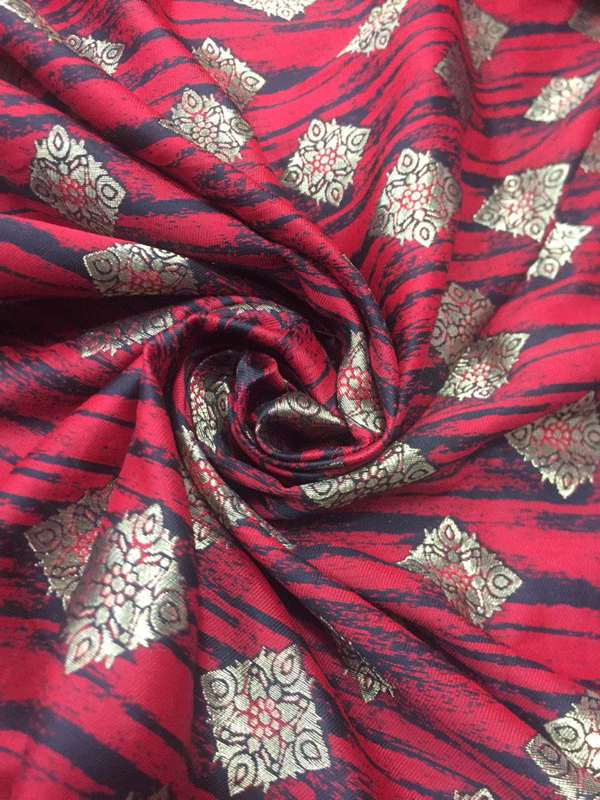 Red &Black Banarsi Brocade-111076 - Shop Fabrics like Cotton, Rayon ...
